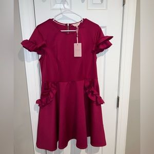 TED BAKER LUCIEE FLARE SKATER RUFFLE FRILL SKATER DRESS size 5